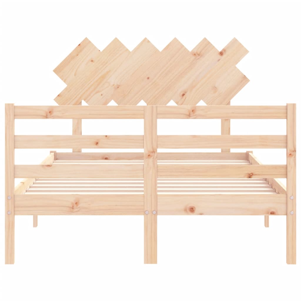 Solid wood bed frame without mattress