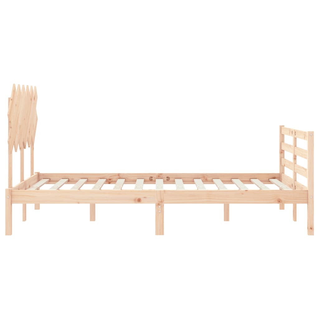 Solid wood bed frame without mattress