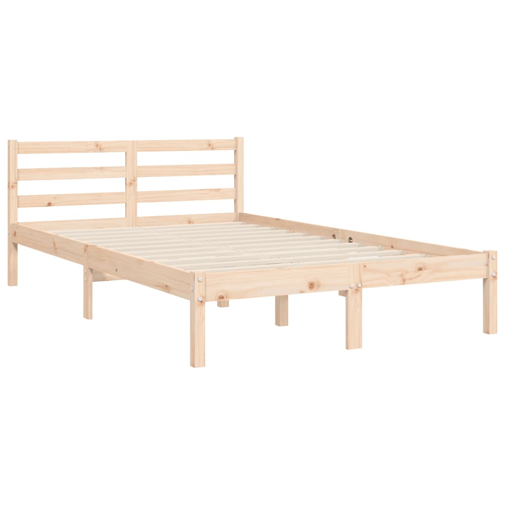 Solid wood bed frame without mattress