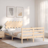 Solid wood bed frame without mattress