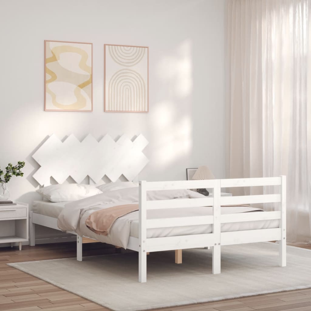 Cadre de lit sans matelas blanc bois massif