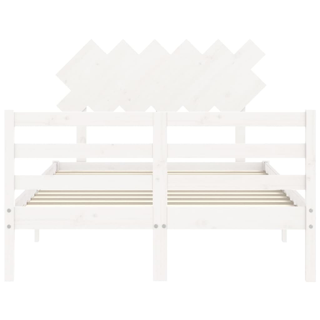 Cadre de lit sans matelas blanc bois massif