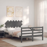 Cadre de lit sans matelas gris bois massif