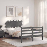 Cadre de lit sans matelas gris bois massif