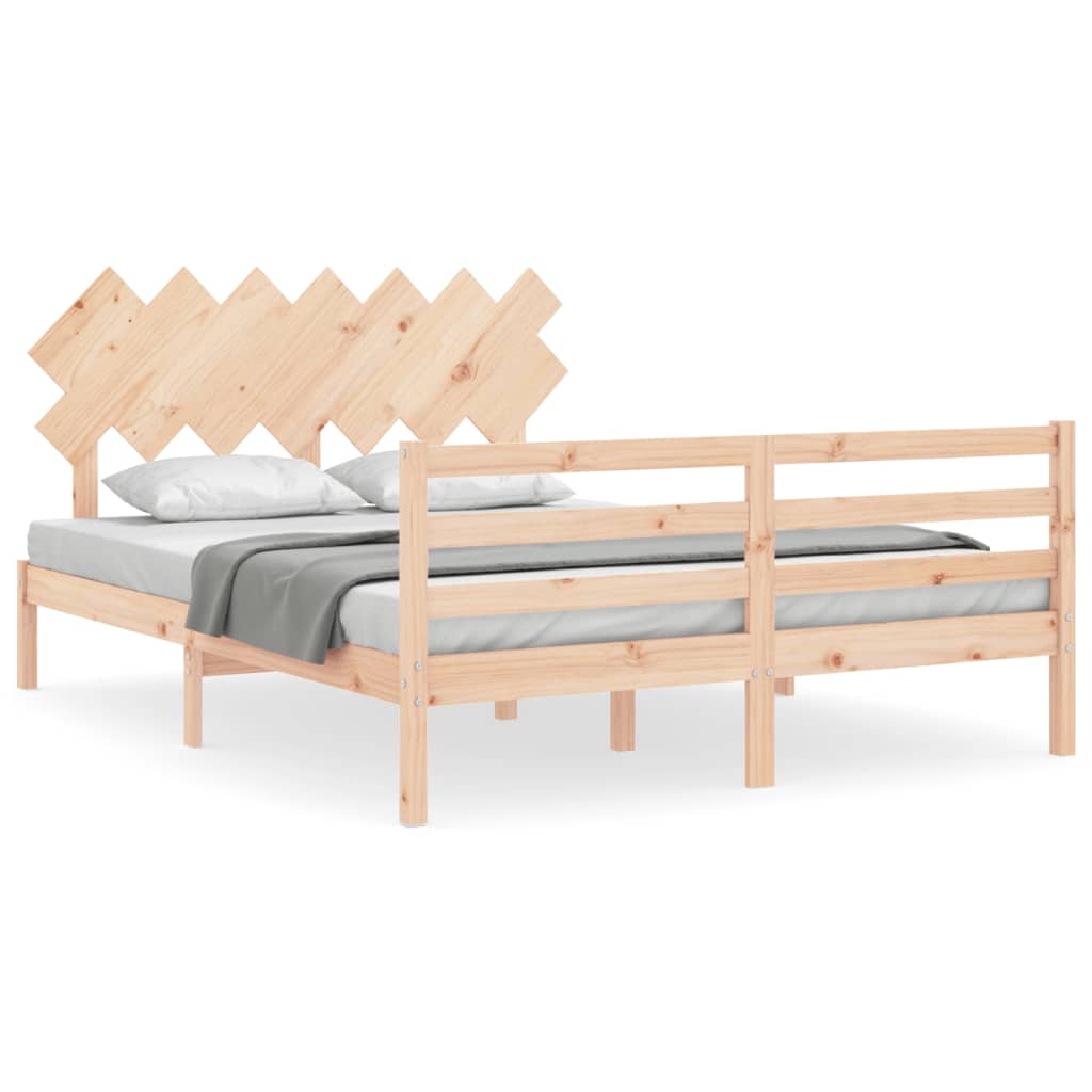 Cadre de lit sans matelas 140x190 cm bois massif