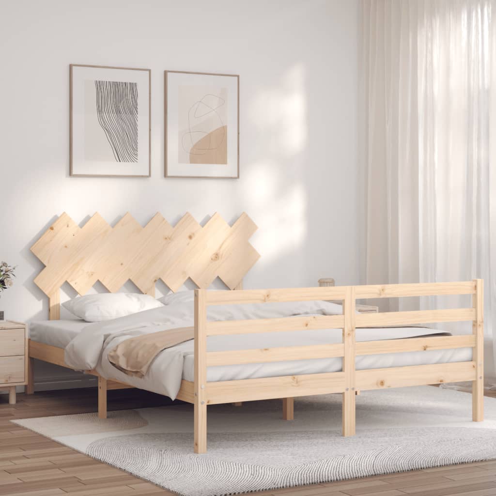 Cadre de lit sans matelas 140x190 cm bois massif