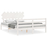 Cadre de lit sans matelas blanc 140x190 cm bois massif