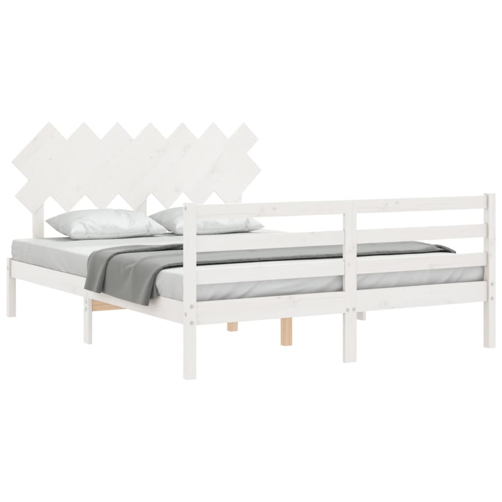 Cadre de lit sans matelas blanc 140x190 cm bois massif