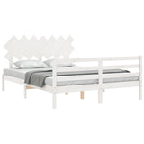 Cadre de lit sans matelas blanc 140x190 cm bois massif