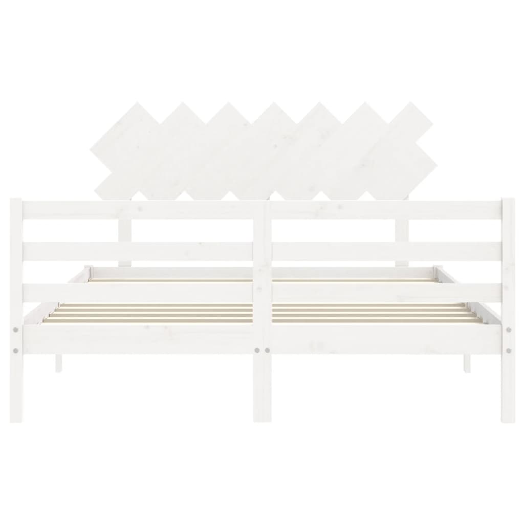 Cadre de lit sans matelas blanc 140x190 cm bois massif