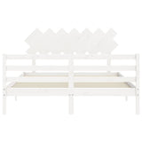 Cadre de lit sans matelas blanc 140x190 cm bois massif