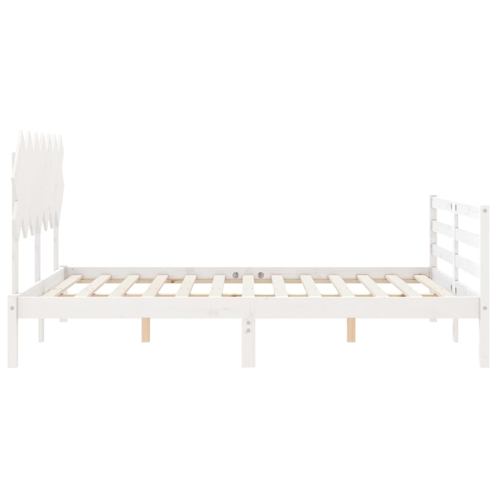 Cadre de lit sans matelas blanc 140x190 cm bois massif