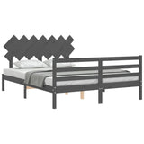 Cadre de lit sans matelas gris 140x190 cm bois massif