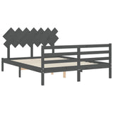 Cadre de lit sans matelas gris 140x190 cm bois massif