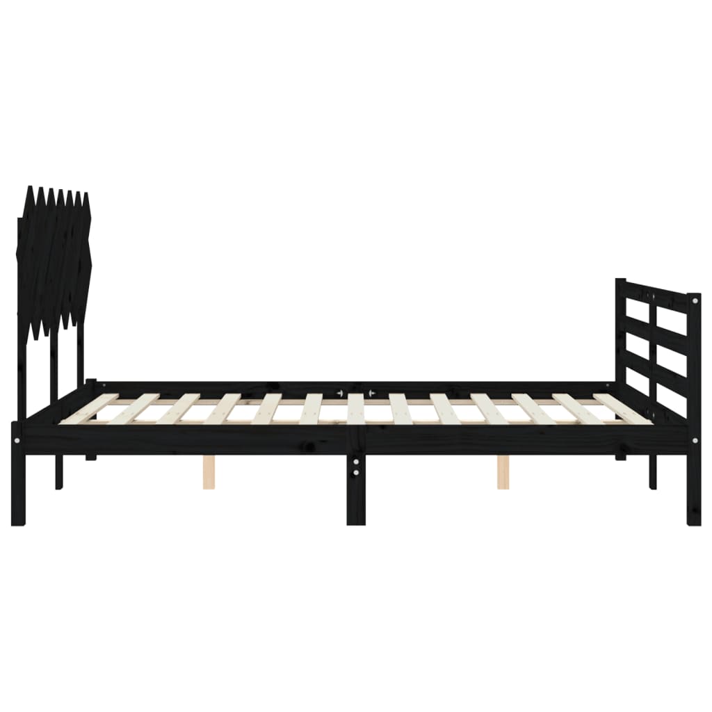 Cadre de lit sans matelas gris 140x190 cm bois massif