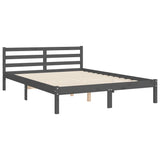 Cadre de lit sans matelas gris 140x190 cm bois massif