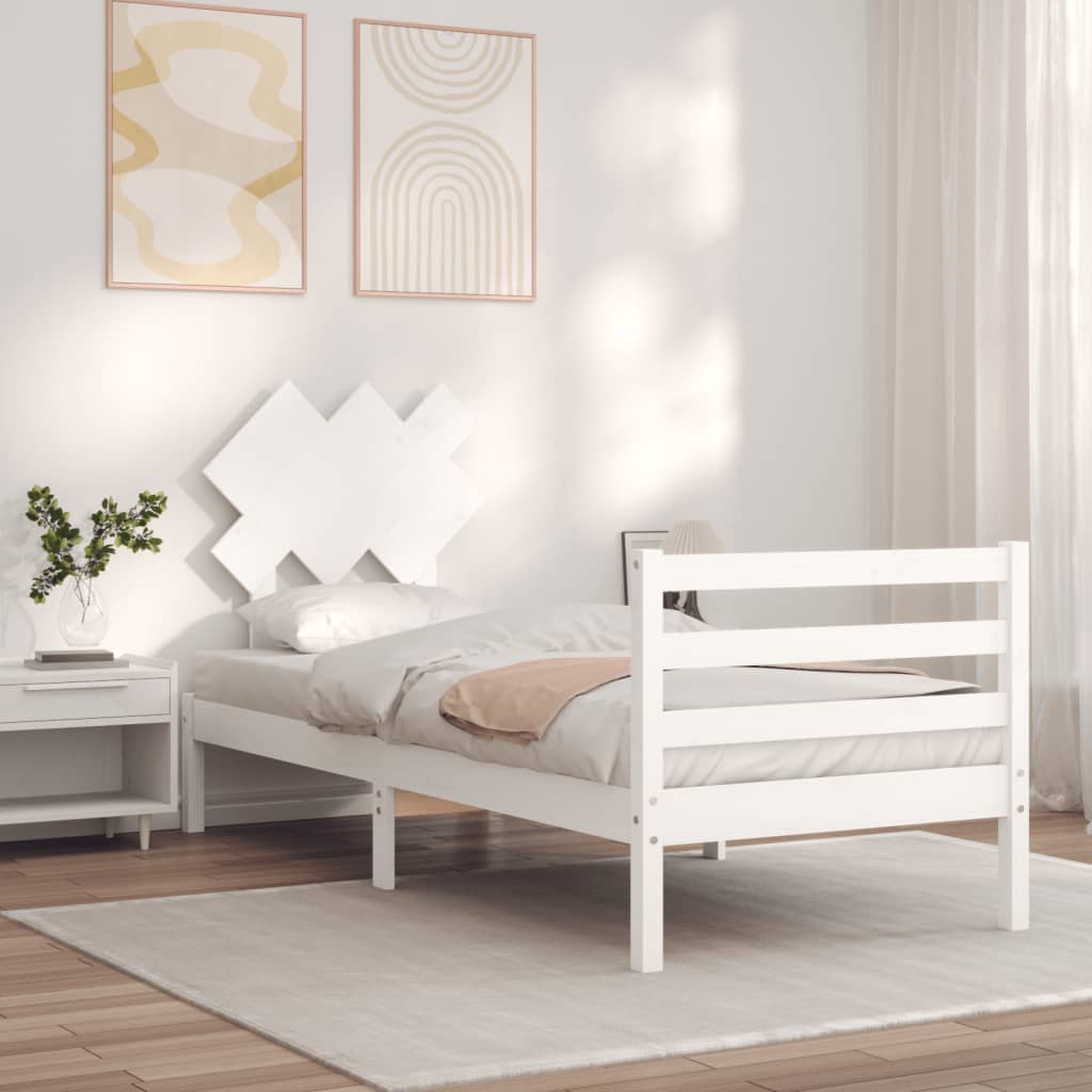 Cadre de lit sans matelas blanc 90x200 cm bois massif