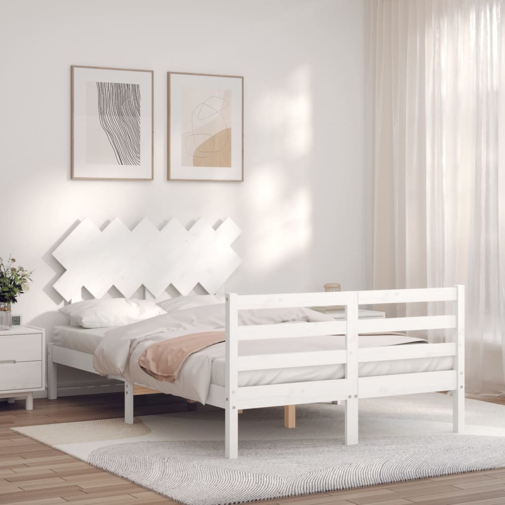 Cadre de lit sans matelas blanc 120x200 cm bois massif