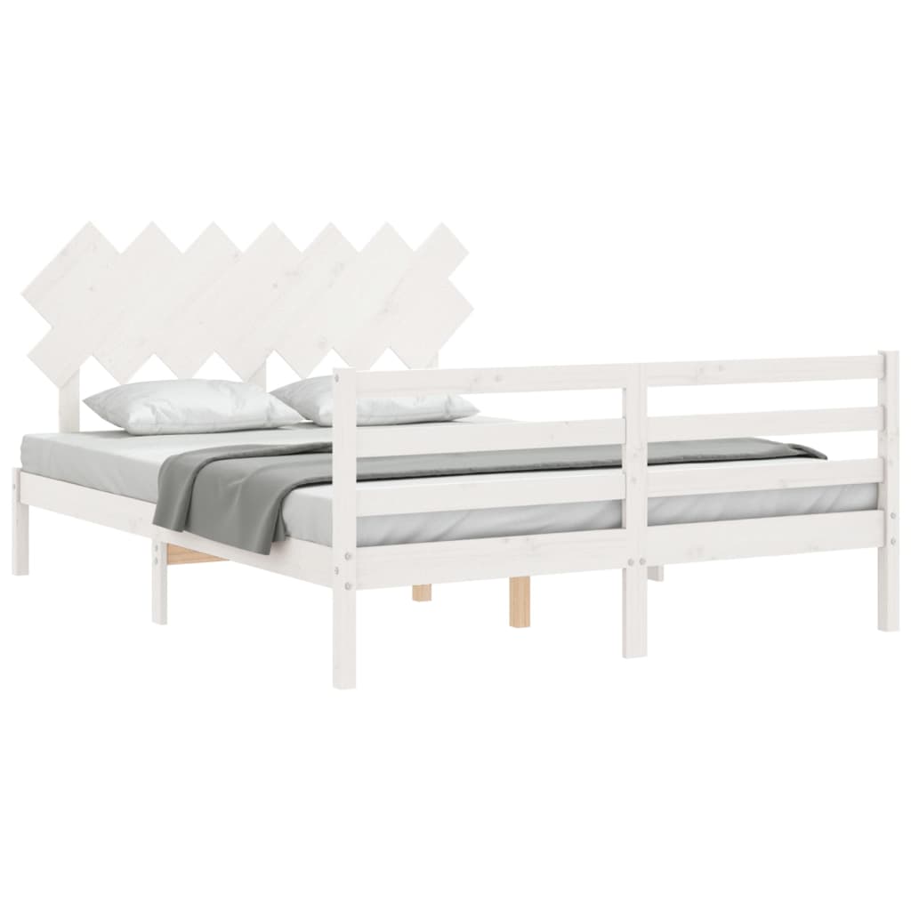 Cadre de lit sans matelas blanc 140x200 cm bois massif