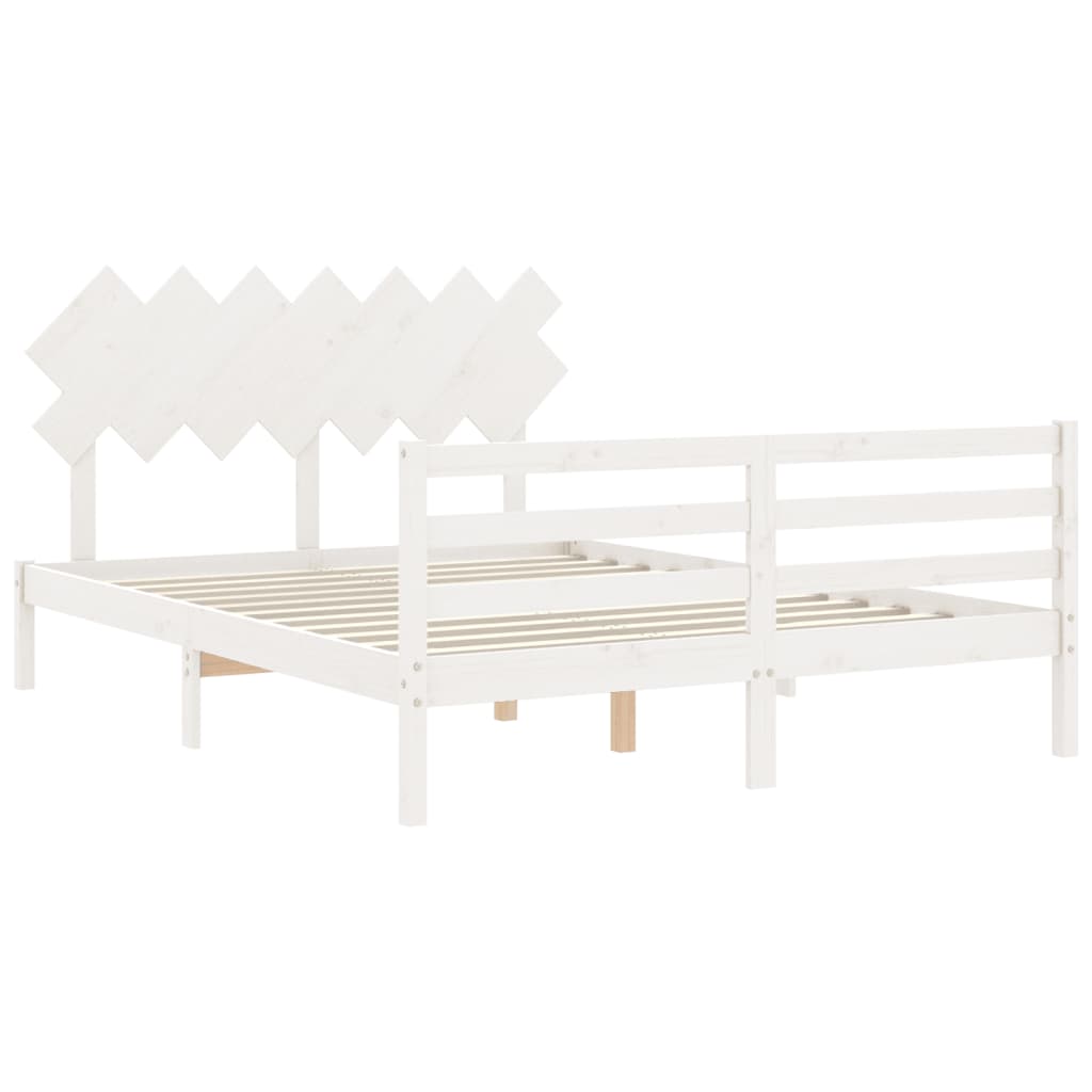 Cadre de lit sans matelas blanc 140x200 cm bois massif