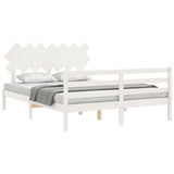 Cadre de lit sans matelas blanc bois de pin massif