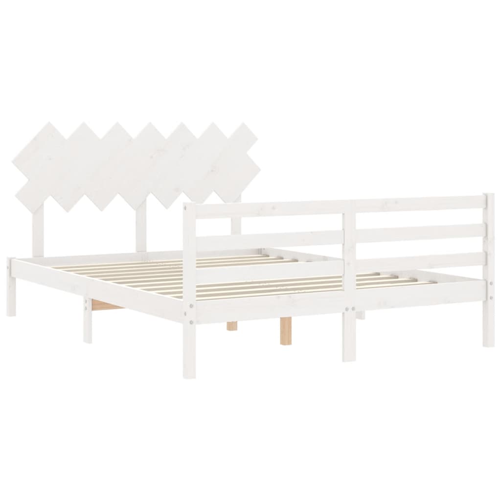 Cadre de lit sans matelas blanc bois de pin massif