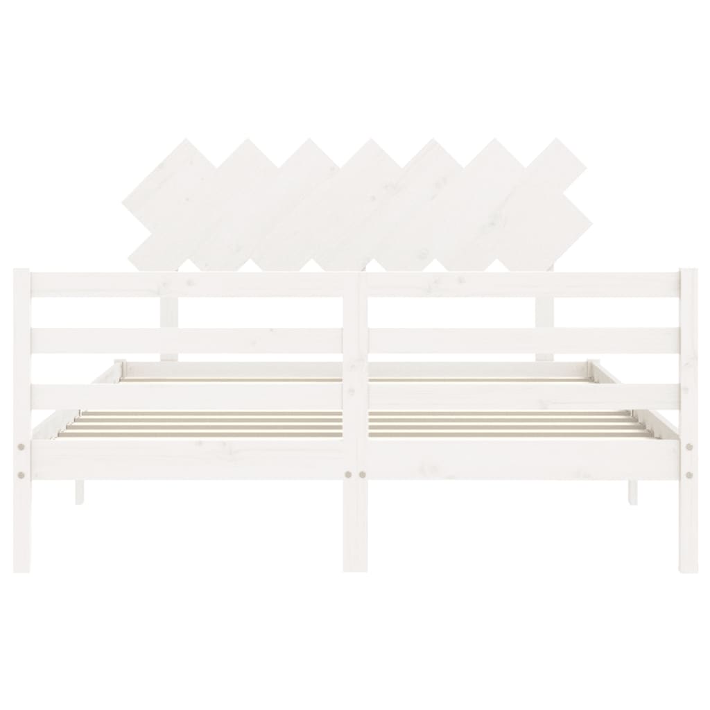 Cadre de lit sans matelas blanc bois de pin massif