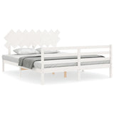 Cadre de lit sans matelas blanc 160x200 cm bois massif