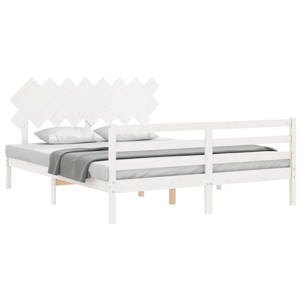 Cadre de lit sans matelas blanc 160x200 cm bois massif