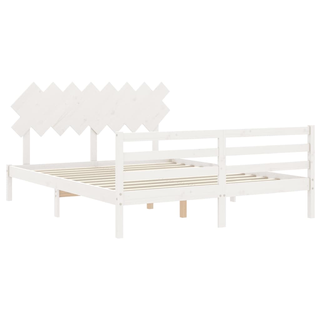 Cadre de lit sans matelas blanc 160x200 cm bois massif