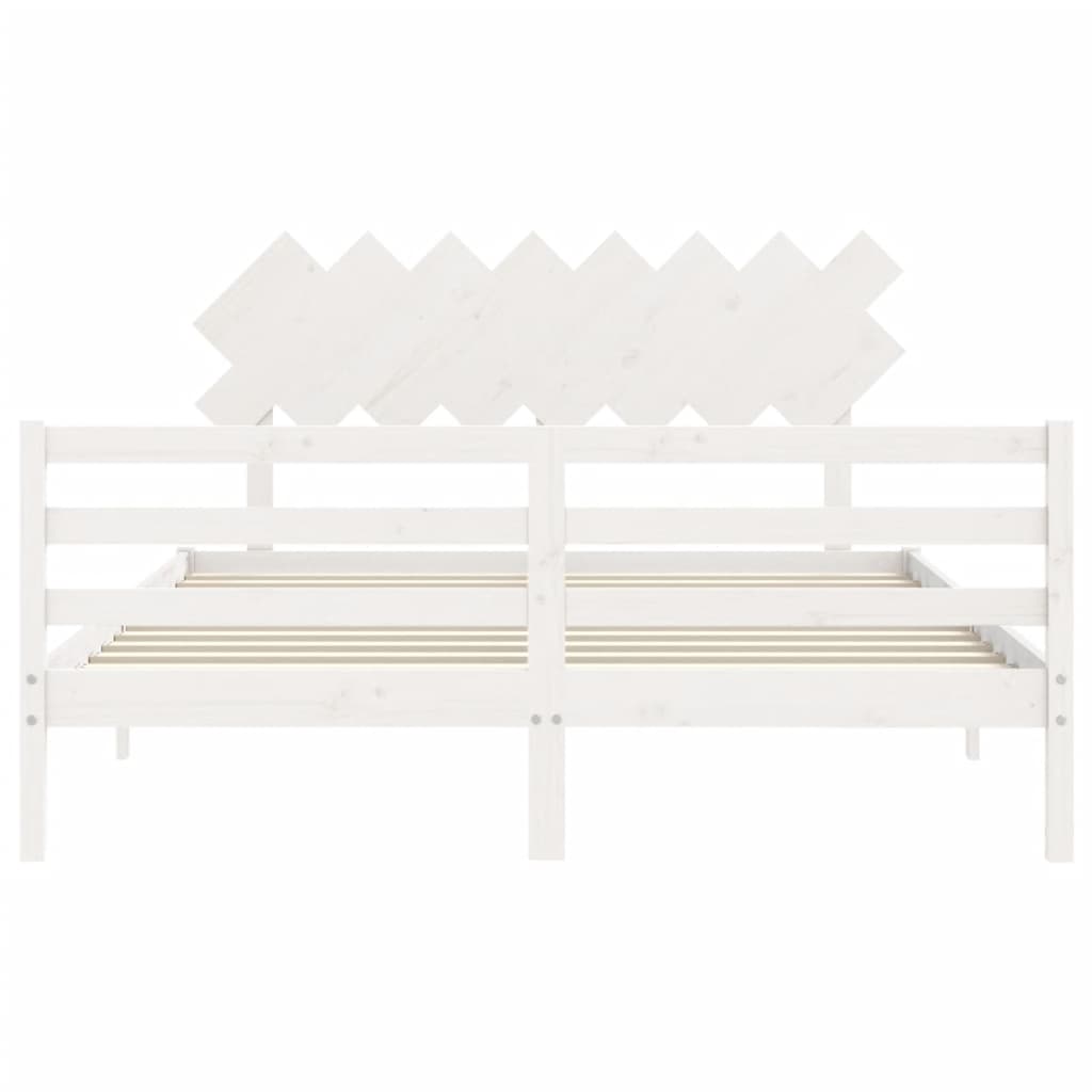 Cadre de lit sans matelas blanc 160x200 cm bois massif