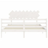 Cadre de lit sans matelas blanc 160x200 cm bois massif