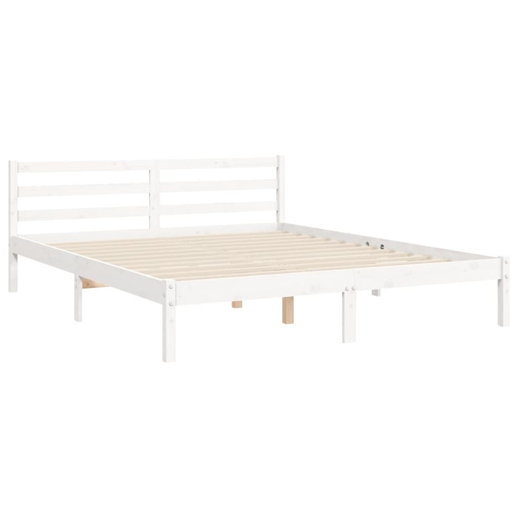 Cadre de lit sans matelas blanc 160x200 cm bois massif