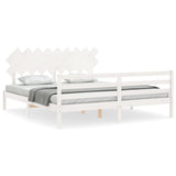 Cadre de lit sans matelas blanc bois massif