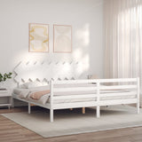 Cadre de lit sans matelas blanc bois massif