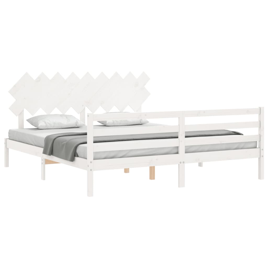 Cadre de lit sans matelas blanc bois massif