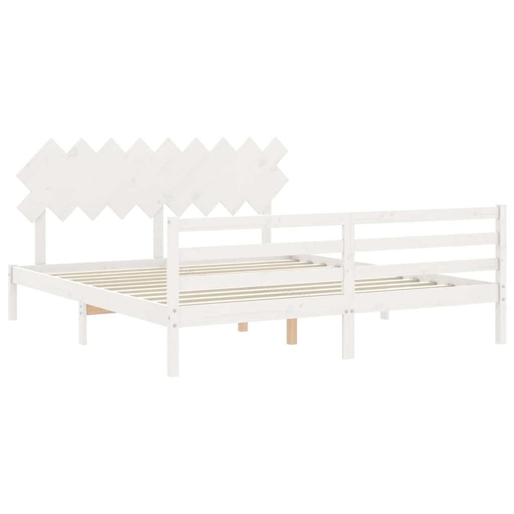 Cadre de lit sans matelas blanc bois massif