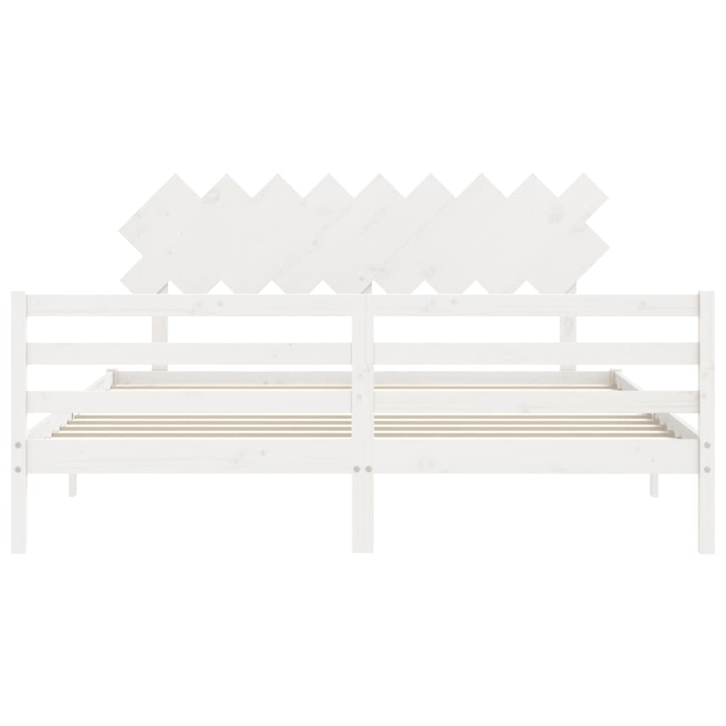 Cadre de lit sans matelas blanc bois massif