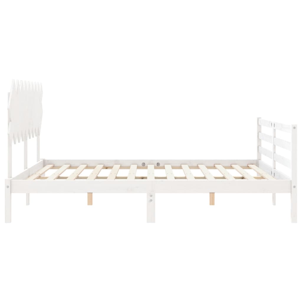 Cadre de lit sans matelas blanc bois massif