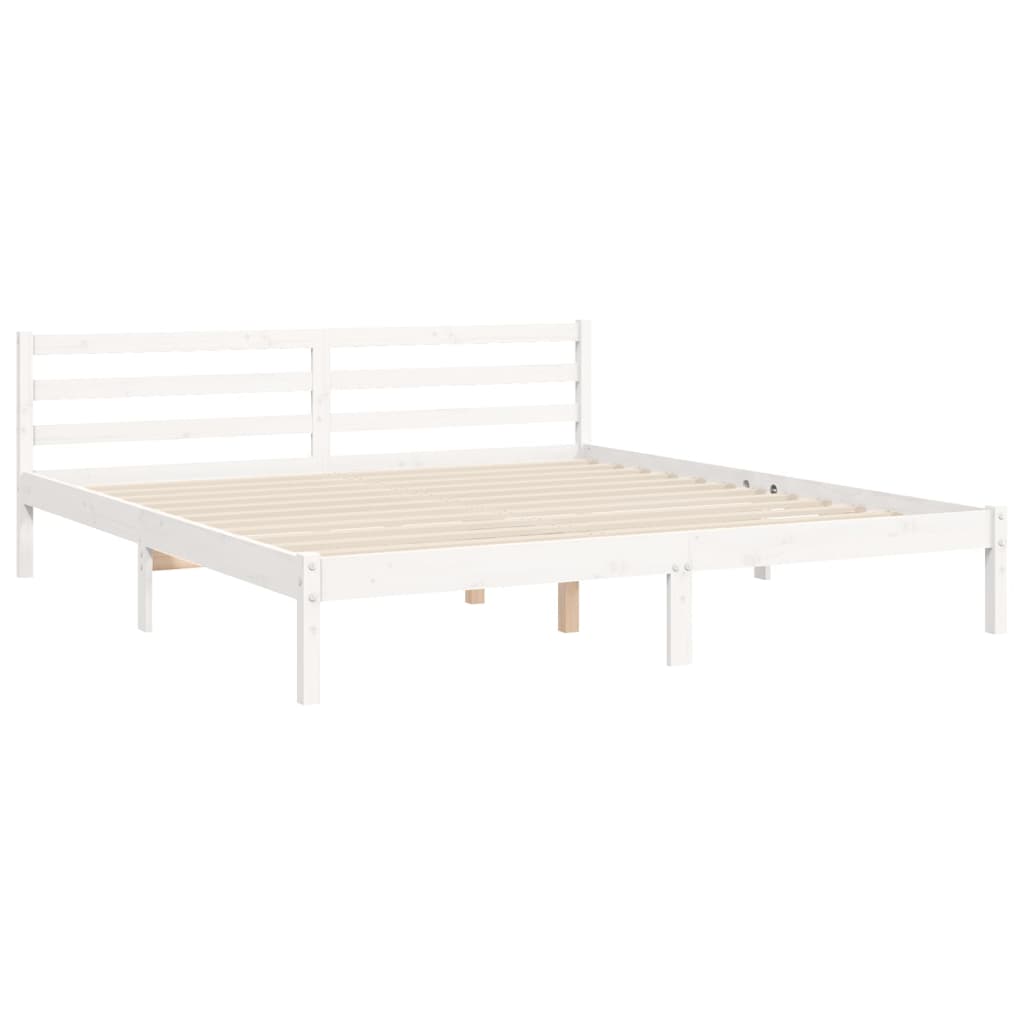 Cadre de lit sans matelas blanc bois massif