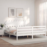 Cadre de lit sans matelas blanc bois massif