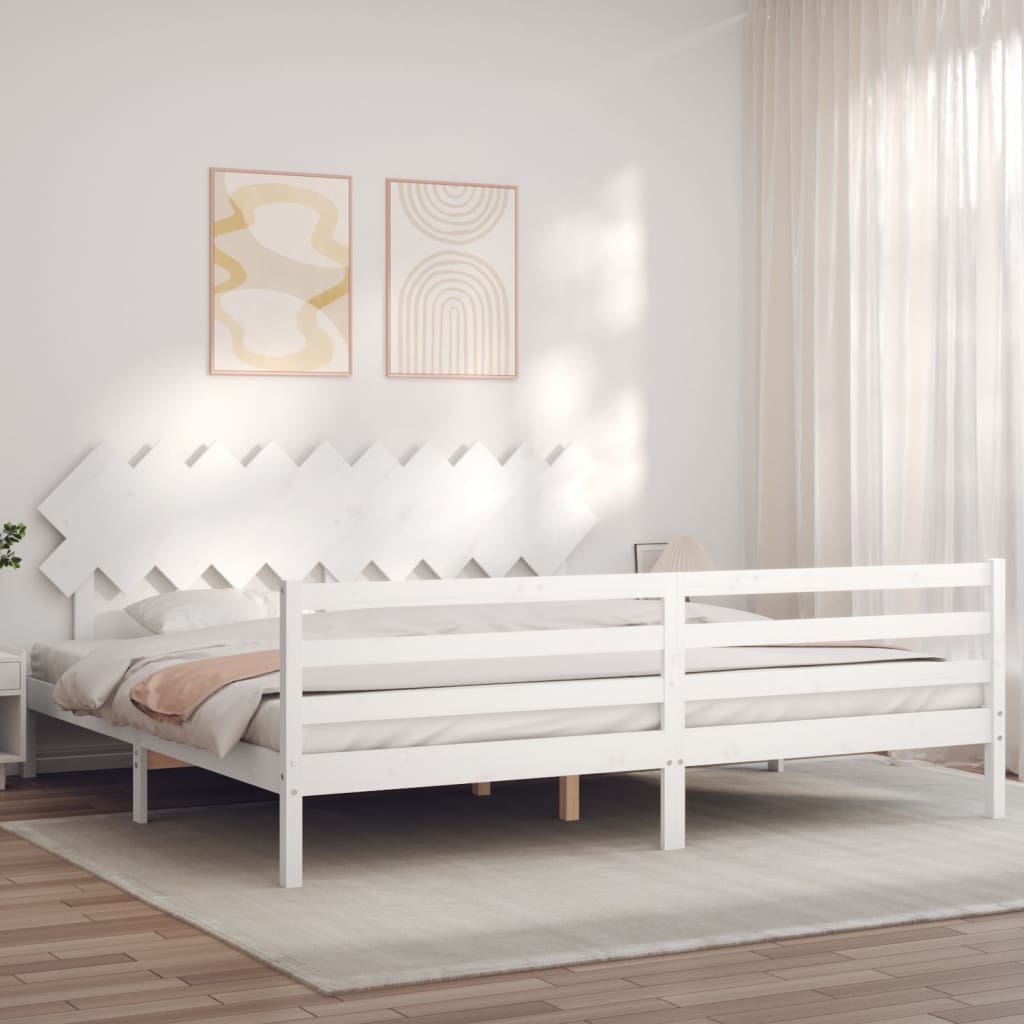 Cadre de lit sans matelas blanc 200x200 cm bois massif