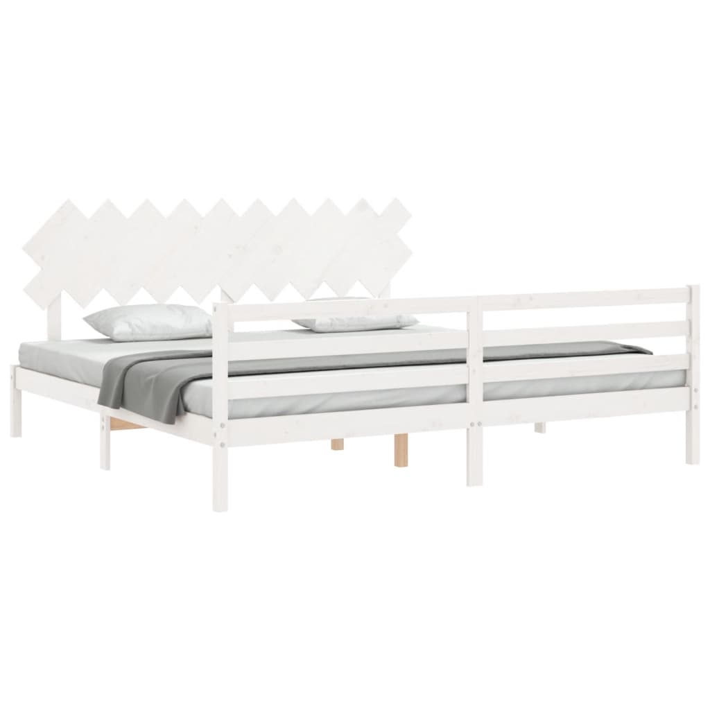 Cadre de lit sans matelas blanc 200x200 cm bois massif