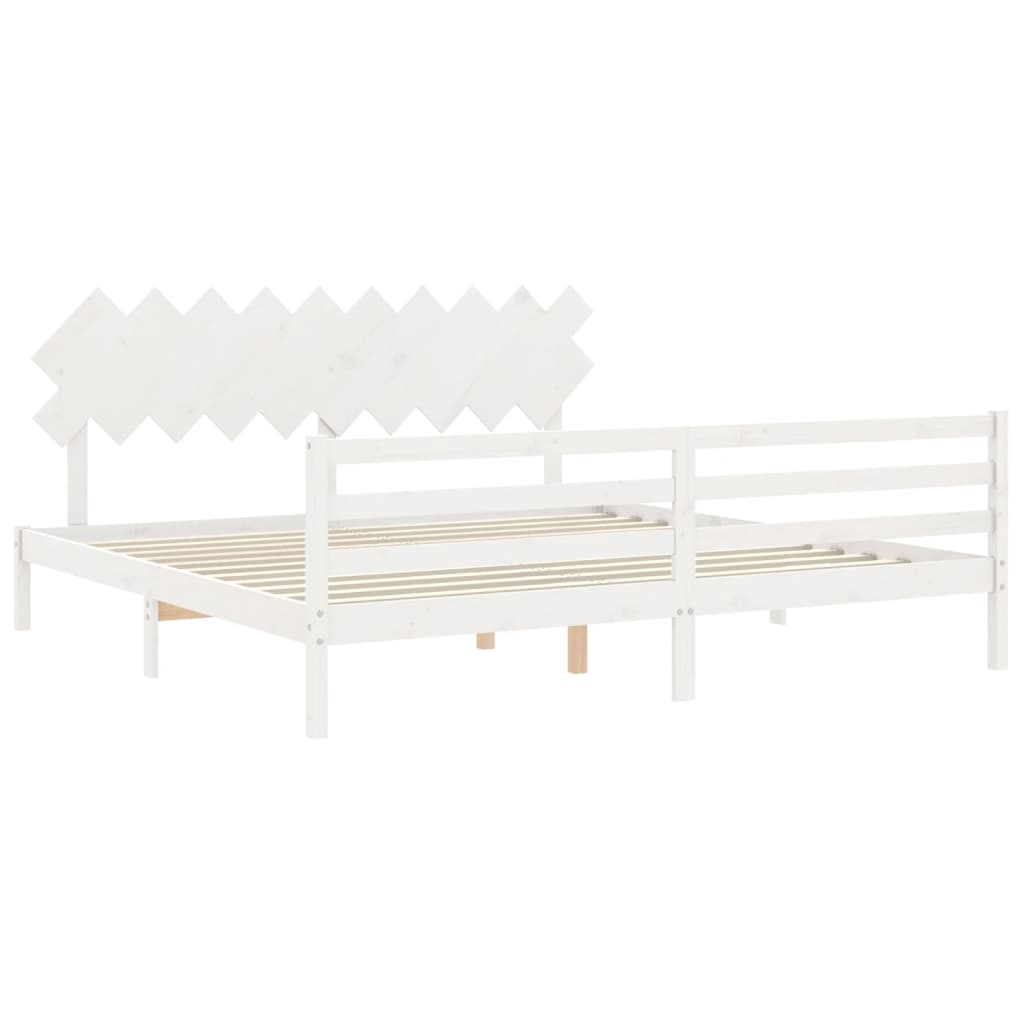 Cadre de lit sans matelas blanc 200x200 cm bois massif