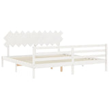 Cadre de lit sans matelas blanc 200x200 cm bois massif