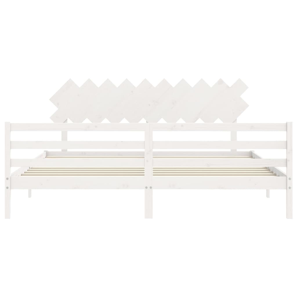 Cadre de lit sans matelas blanc 200x200 cm bois massif