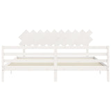 Cadre de lit sans matelas blanc 200x200 cm bois massif