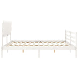 Cadre de lit sans matelas blanc 200x200 cm bois massif