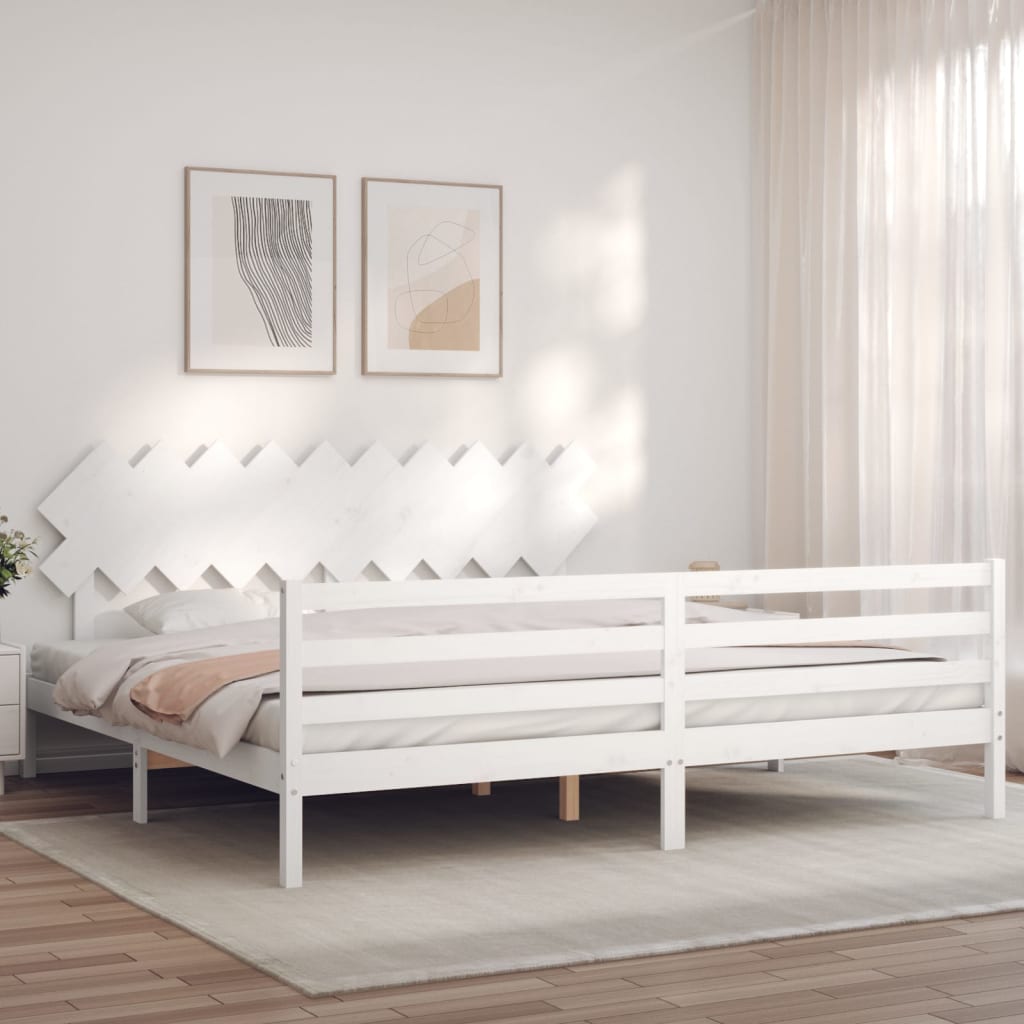 Cadre de lit sans matelas blanc 200x200 cm bois massif