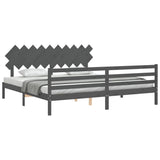 Cadre de lit sans matelas gris 200x200 cm bois massif